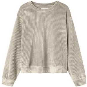 Nkfveloa Ls Velvet Short Top, cement, 146-152