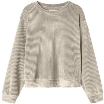 Nkfveloa Ls Velvet Short Top, cement, 146-152