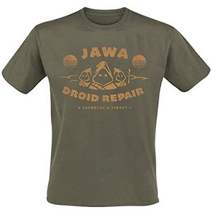 Star Wars Jawa Droid Repair T-shirt voor heren, korte mouwen, kaki, regular/standaard pasvorm, Kaki, M