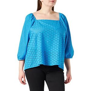 Seidensticker Damesblouse, modieuze blouse, vierkante hals, 3/4 mouw, stretch, blauw, 46