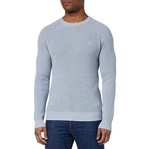 Hackett London Men's Mouline Crew Pullover Sweater, Chambray/Ecru, L