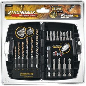 Piranha Bullet Plus Steenboor en schroevenset in mini-safe (19 stuks) X88201