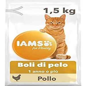IAMS for Vitality Anti-haarballen kattenvoer droog - droogvoer voor katten vanaf 1 jaar, 1,5 kg