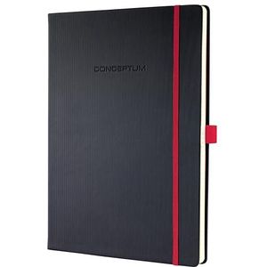 SIGEL CO661 Premium notitieboek gelinieerd, A4, hardcover, zwart, rood - Conceptum