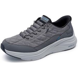 Skechers Heren Contour Foam Cozy Fit Sneakers, donkergrijs, zwart, 42 EU