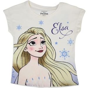 Disney T-shirt met korte mouwen voor meisjes, ijskoningin, uniseks, kinderen, Beige, 6 Jaar