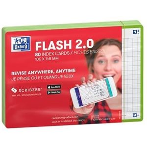 Oxford Flash 2.0 Flashcards A6 geruit 5mm groen pak 80 kaartjes