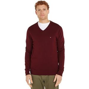 Tommy Hilfiger Heren Essential Katoen V-hals MW0MW14745, Pullover Sweater, Paars, M, Paars (Deep Rouge), M