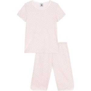 Petit Bateau meisjes pyjacourt, Marshmallow/panty, 8 Jaar