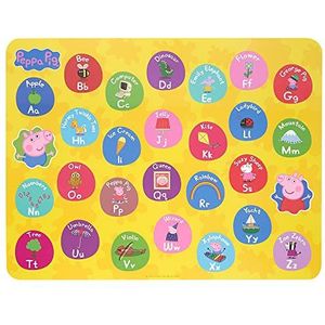 Peppa Pig Alphabet Childrens Placemat - Afveegbaar - Herbruikbaar, Geel, One Size