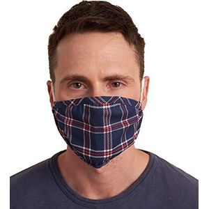 Little Blue House By Hatley Unisex Double Layer Gezichtsmasker met Ear Elastische Mode Sjaal, navy plaid, Eén maat