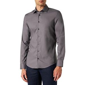 Seidensticker Shirt met lange mouwen slim fit T-shirt, grijs, 40 voor heren, Metálico, 38