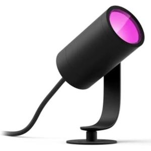 Philips Hue Lily XL Tuinspot 1-Lichts - Buitenlamp - IP65 Waterbestendige Prikspot - Wit en Gekleurd Licht - Grondspot - Verbind met Hue Bridge - Werkt met Alexa en Google Home - Zwart