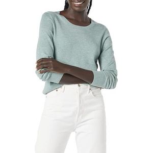 Amazon Essentials Lichtgewicht trui met ronde hals voor dames met lange mouwen (verkrijgbaar in grote maten), saliegroen gemêleerd, XS