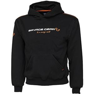 Savage Gear Junior Logo Hoodie, Viskleding, Vis Hoodie, Unisex, Zwart, Junior 14-16