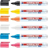 edding 95 glasmarker - meerkleurig - 6 glassmarker - ronde punt 1,5-3 mm - raamstift, uitwisbaar - voor het beschrijven en markeren van glazen oppervlakken (glassboards,whiteboards) - droog uitwisbaar