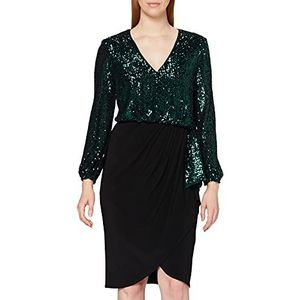 Gina Bacconi Cocktailjurk met pailletten en jersey voor dames, Donkergroen, 52