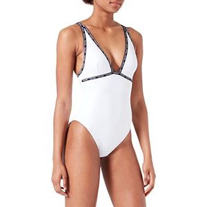 Calvin Klein Dames Plunge One Piece, Pvh Classic White, S, Pvh Classic Wit, S