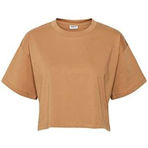 Noisy may Dames Nmalena S/S O-hals Semicrop Top FWD Noos T-shirt, Chipmunk., S