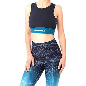 Gipara Emma Sportbeha voor dames, figuurbenadrukkend, gewatteerd bovendeel met ingenaaide cups, vochtregulatie, ademend weefsel, zwart/groen, zwart/groen., S