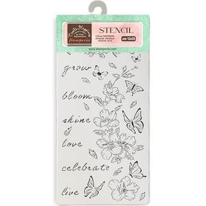 Dikke stencil cm 12X25 - Creëer Happiness Secret Diary bloemen en vlinder