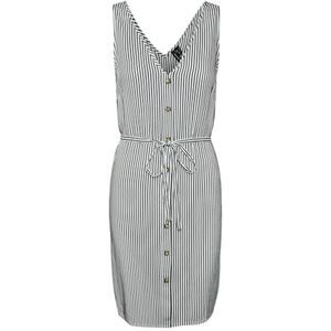 VERO MODA Dames VMBUMPY SL Short Dress WVN NOOS jurk, Snow White/Stripes: India Ink, L, Sneeuwwit/strepen: india inkt, L