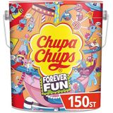 Chupa Chups Best of lolly’s emmer, 150 lolly’s in opbergblik, Pop-Art metalen blik met 6 smaken, snoep om te delen, cadeau te geven, op feestjes of op kantoor