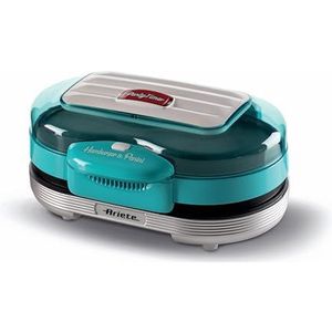 Ariete 205 Hamburger Maker Party Time hamburgermachine, 1200 W, dubbele antiaanbakplaten, 2 vakken, gemakkelijk te reinigen, lichtblauw