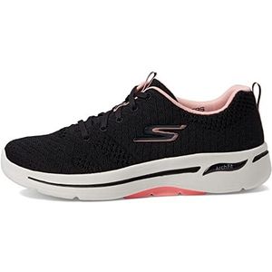 Skechers Dames Go Walk Arch Fit-Unify Sneaker, Zwart Roze, 37.5 EU