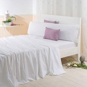 Sancarlos LOTUS Geborduurde Lakens 100% Katoen Satijnen bed 150 wit