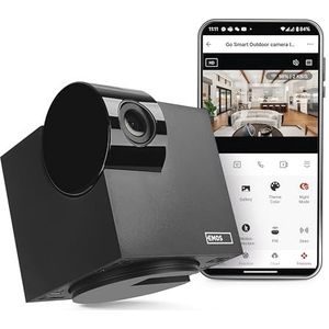 EMOS GoSmart Bewakingscamera met wifi en app, indoor Smart Home dierencamera, roterende 3MP/1296p IP-camera, compatibel met Alexa, Google Assistant, kantelbaar en draaibaar