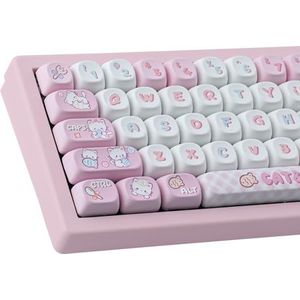 TYRIXKI PBT Leuke Kitty-cat Keycaps Set 140 Toetsen Dye-Sublimatie MOA Profiel Keycaps voor Cherry Gateron MX Swithes Mechanische Toetsenborden