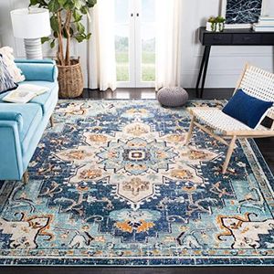 SAFAVIEH Modern chic tapijt voor woonkamer, eetkamer, slaapkamer - Madison Collection, laagpolig, blauw en lichtblauw, 122 x 183 cm