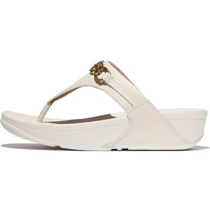 Fitflop Dames LULU vierkante ketting lederen teen post sandalen, Paris Beige, 7 UK, Parijs Beige, 41 EU