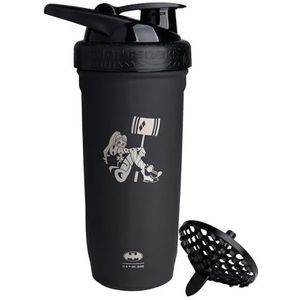Smartshake Reforce Harley Quinn Shaker Fles 900 ml DC Comics roestvrij staal lekvrije waterfles cadeau voor vrouwen, zwart