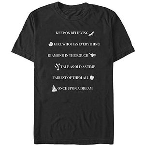 Disney Unisex Princesses-Royal Quotes Organic Short Sleeve T-Shirt, Zwart, L, zwart, L