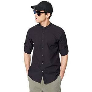 Trendyol Heren Black Basic Judge Collar Apolfent Slim Fit Shirt met lange mouwen, XXL