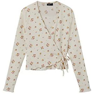 Bestseller A/S NLFFAURA WRAP Vest met lange mouwen, turtledove/AOP: gekleurde bloemen, 158/164, Turtledove/Aop: gekleurde bloemen, 158/164 cm