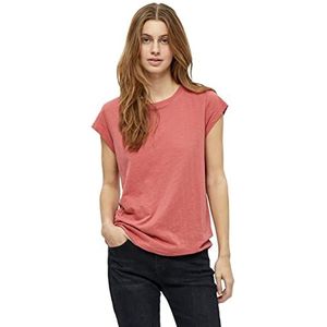 Minus Leti T-Shirt Damen | Schwarzes T-shirt dames | Basic T-shirt dames Baumwolle Kurzarm Mit Rundem Halsausschnitt | Shirt Damen Elegant Mit Kurzen Ärmeln | Bluse Damen, 4201 Dusty Ceder Rood, L
