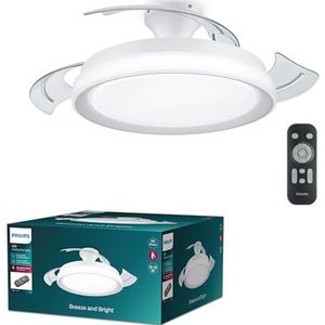 Philips LED Bliss 28W plafondlamp met 35W ventilator, warm tot koelwit licht, 2700K-4000K-5500K, bijgeleverde afstandsbediening, wit, voor woonkamer en slaapkamer