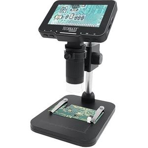 Technaxx pro TX-277 digitale microscoop, 50 x vergroting, 4,3 inch IPS-display, hoek en standaard verstelbaar, 8 ledverlichting, foto/video-opname, microSD en pc-connectiviteit