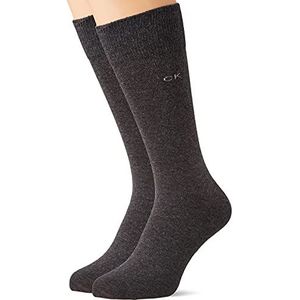 Calvin Klein Calvin Klein Sokken voor heren, casual, flatbreid, katoen, heren crew sokken (2 stuks), Donkergrijs melange, 43-45 EU