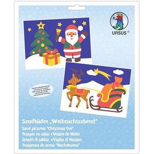 Ursus 8410010 - Zandplaatjes, kerstavond, knutselset met 2 plaatjes, zand in 10 verschillende kleuren, voor kinderen vanaf 3 jaar