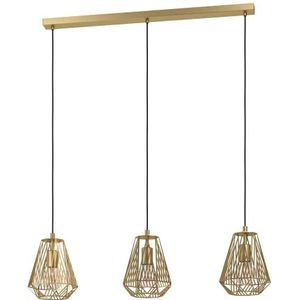 EGLO Hanglamp Stype, 3-lichts pendellamp, eettafellamp van metaal in mat messing, lamp hangend voor woonkamer, E27 fitting