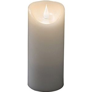 Konstsmide LED kaars van echte was, wit, met 3D-vlam, Ø 7, 5 cm, hoogte: 17,5 cm, met 4u en 8h timer, warm witte diodes, werkt op batterijen, binnen, 2 x C 1,5 V (excl.) - 1832-100