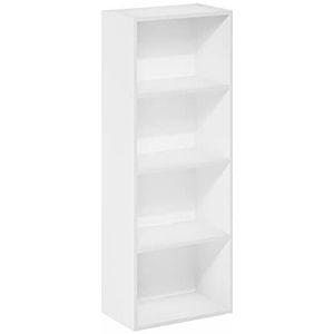 Furinno 4-laags open plank boekenkast, gebouwd hout, wit, 30,5 (B) x 53,9 (H) x 23,7 (D) cm