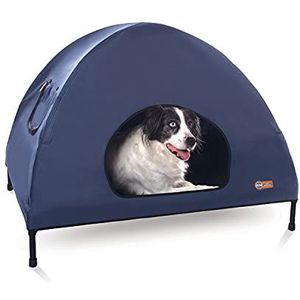 K&H Pet Products Originele huisdierenbedje verhoogd bed voor honden/katten, groot, blauw