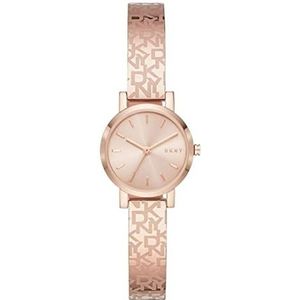 DKNY Soho Three-Hand Rose Gold-Tone roestvrij stalen horloge