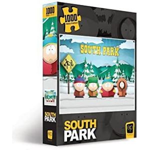 The OP USAopoly - South Park Puzzel: ""Paper Bus Stop"" - Puzzel met 1000 stukjes - Met South Park helden Stan, Kyle, Cartman en Kenny - Eindformaat 49 x 68 cm - Leeftijd 8+ - Engels