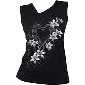 Spiral - Dames - Pure of Heart - Verzameld Schouder Slant Vest Zwart - XXL, Zwart, XXL